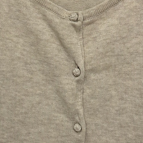 Ralph Lauren short sleeve cotton beige grey V-neck sweater with knot buttons- XL - Picture 3 of 5